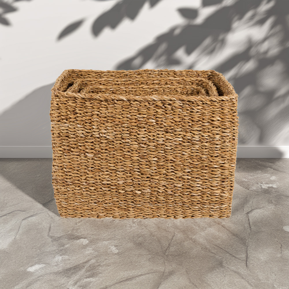 Set of 3 Rectangular Storage BasketsBrown Image 2
