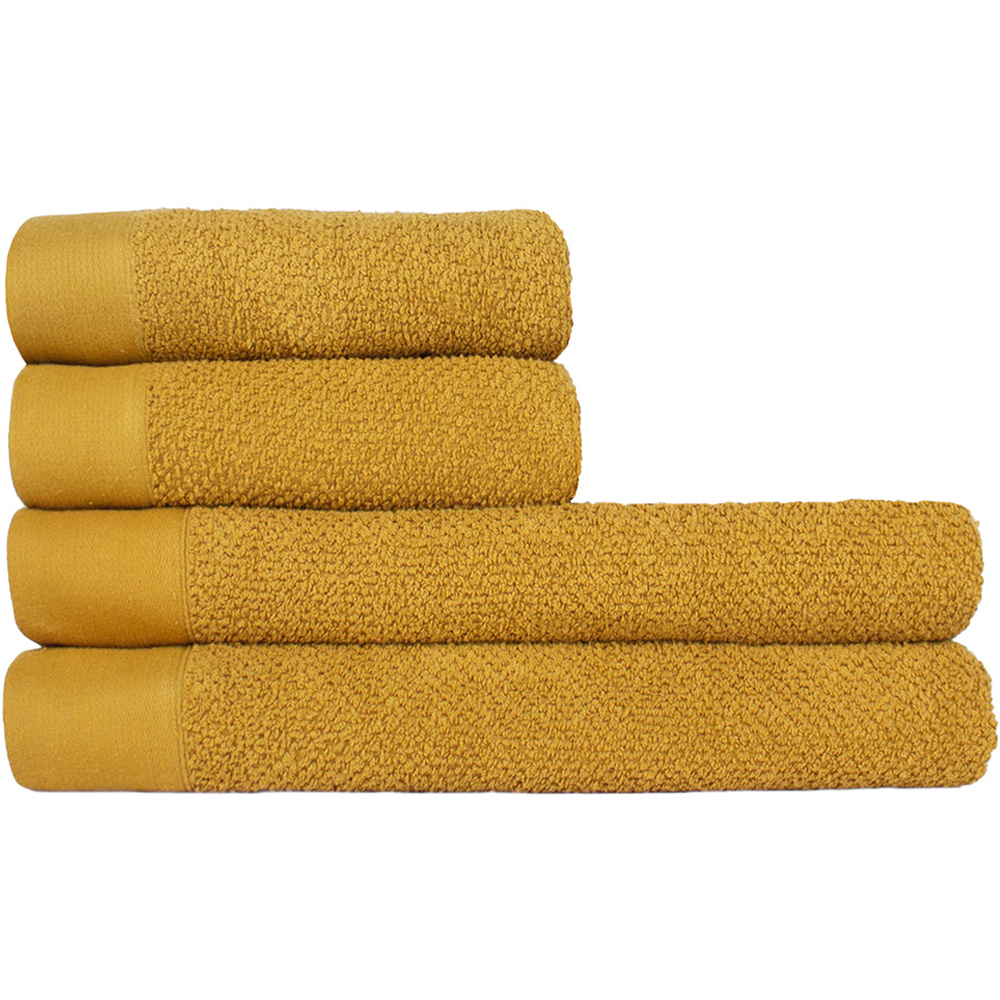 furn. Textured Cotton Ochre Hand Towels and Bath Sheets Set of 4 Image 1