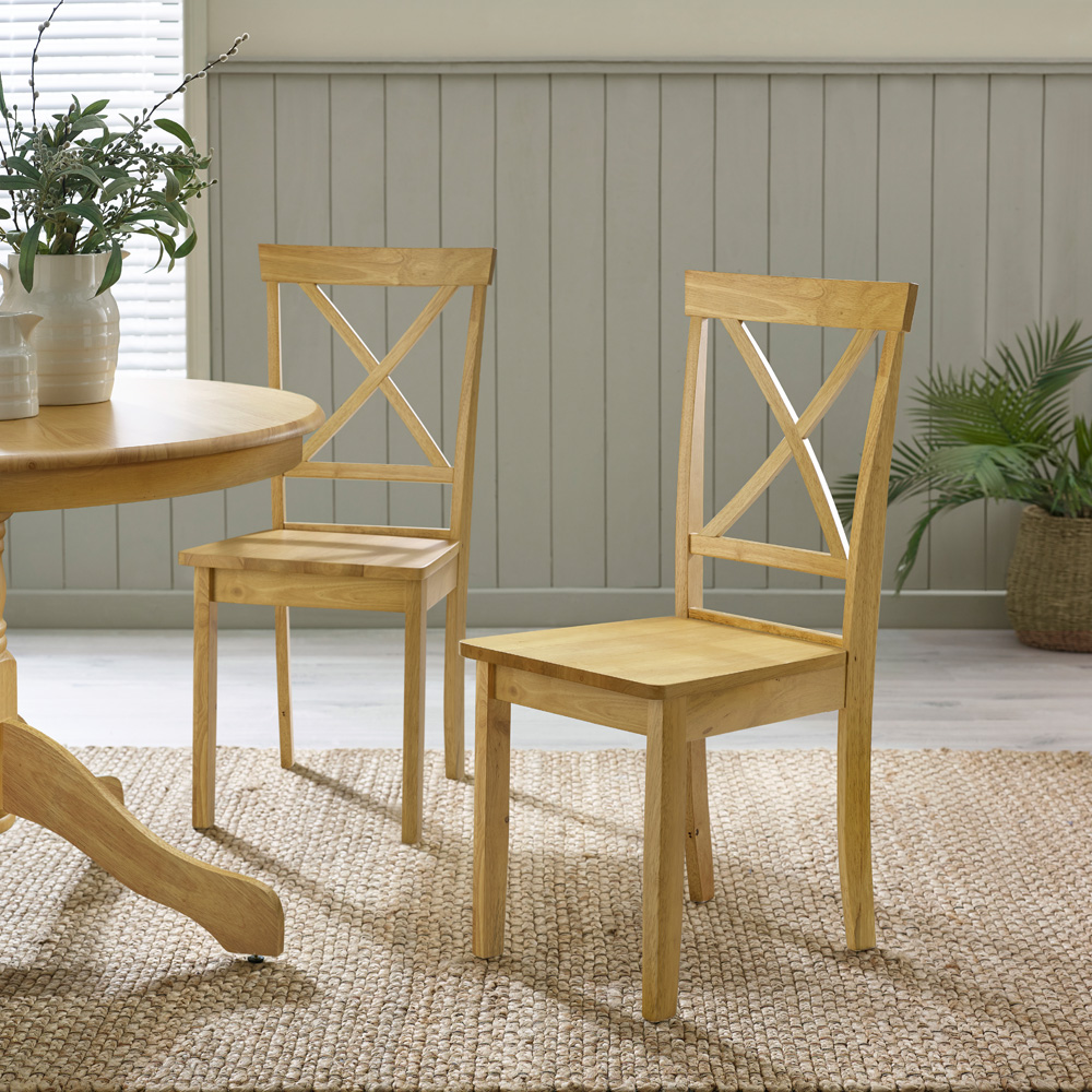Furniturebox Bodmin Marros 4 Seater Round Wooden Dining Set Oak Effect Image 6