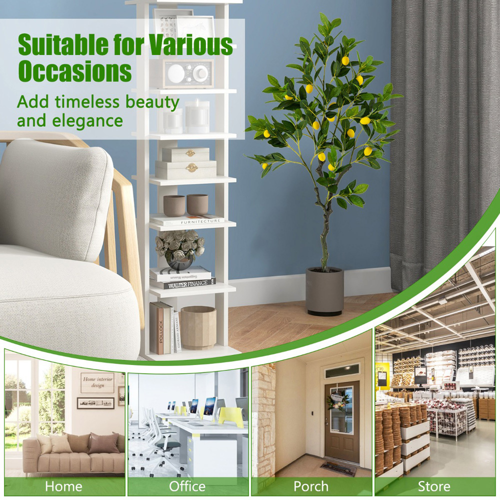 Costway Lemon Fruits Tree Artificial Plant In Pot 3.9ft Image 6