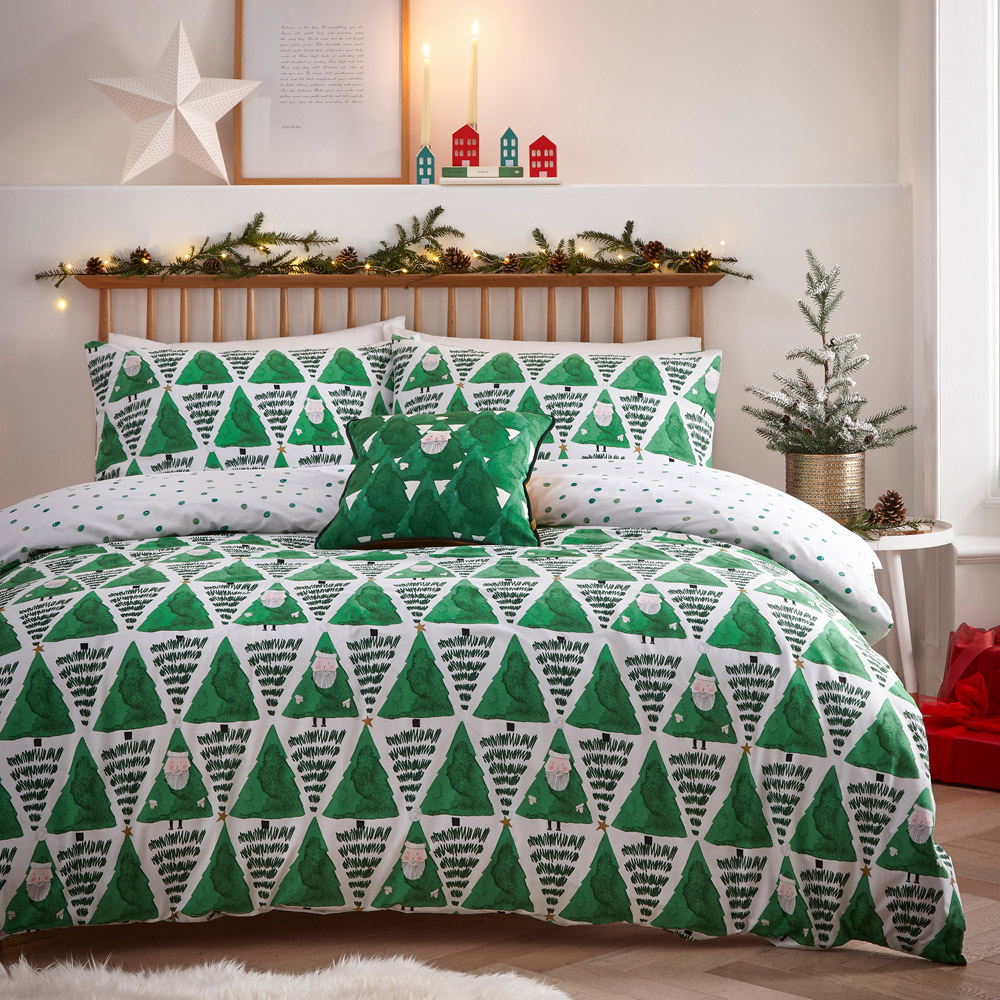 furn. Toddler Green Hide and Seek Santa Christmas Duvet Cover Set Image 6