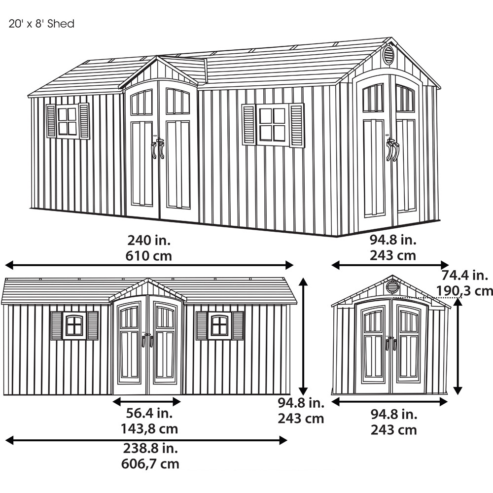 Lifetime Products 20 x 8ft Double Door Garden Storage Shed Image 9