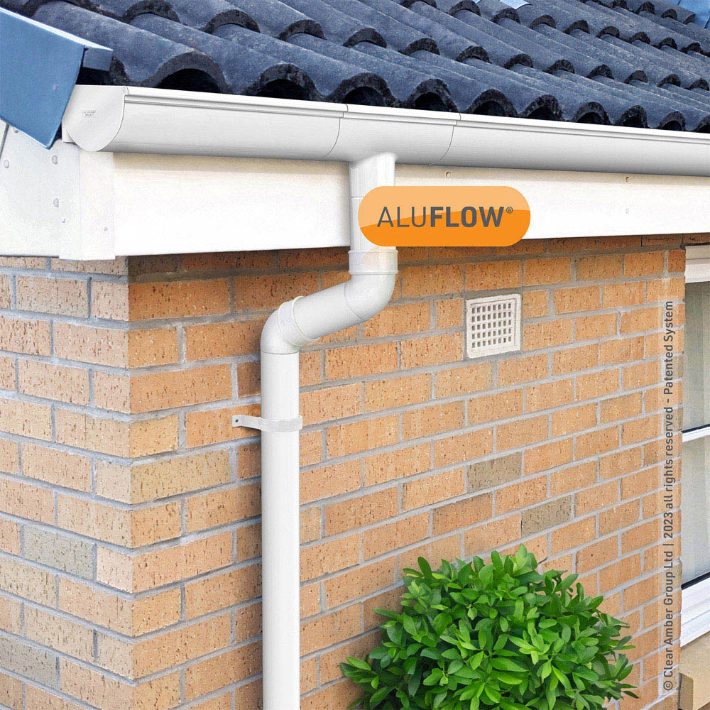 Aluflow White Gutter Deep Left Hand Stop End Image 2
