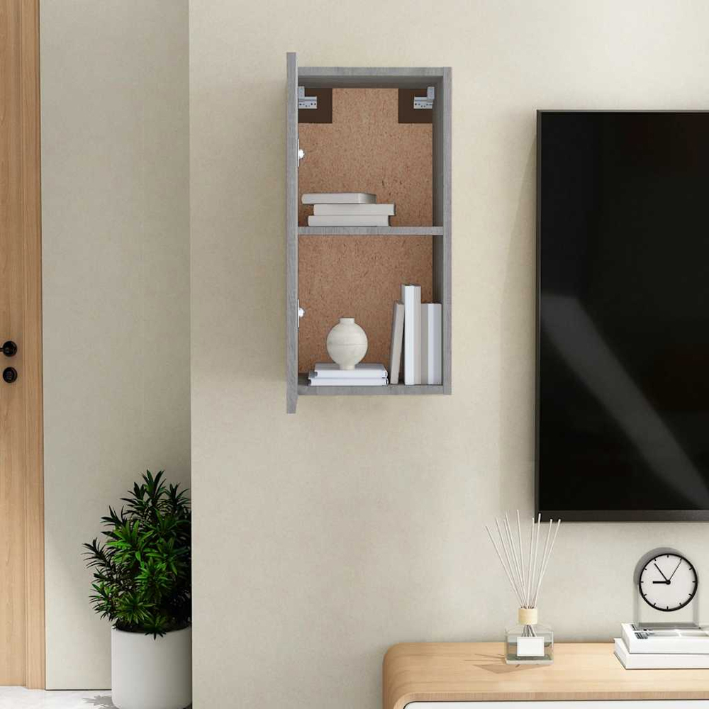 vidaXL Single Door Grey Sonoma Wall Mounted TV Cabinet Image 8