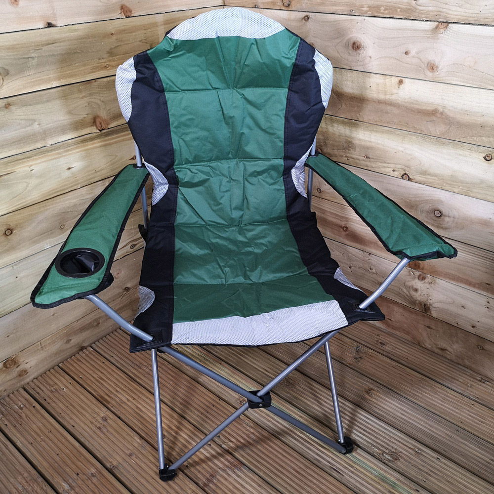 Samuel Alexander Green Luxury Padded Folding Camping Chair Image 2