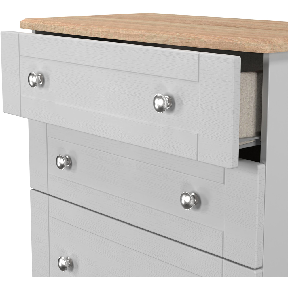 Crowndale Sussex 4 Drawer Grey Ash and Bardolino Oak Deep Chest of Drawers Ready Assembled Image 6