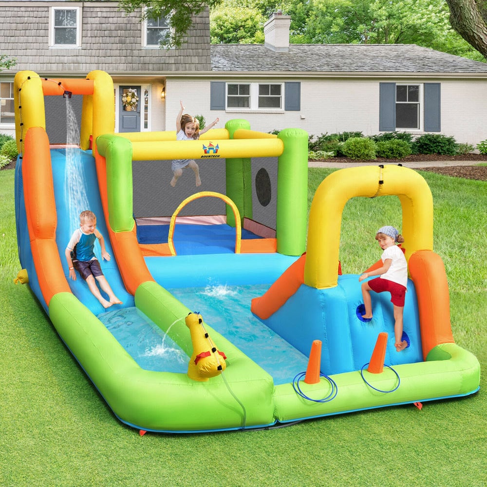 Costway Inflatable Double Water Slide Bouncy Castle Image 2