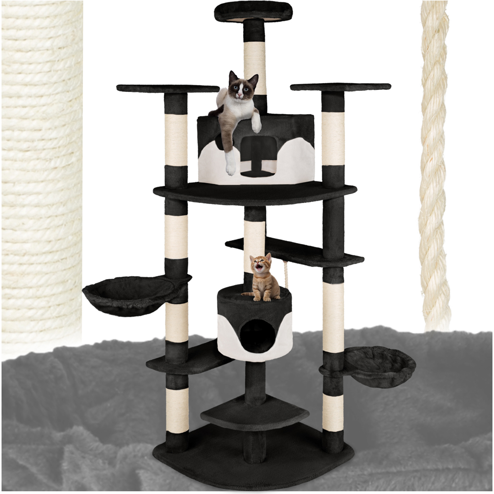 tectake Fippi Black and White Cat Tree with Scratching Post 201cm Image 2