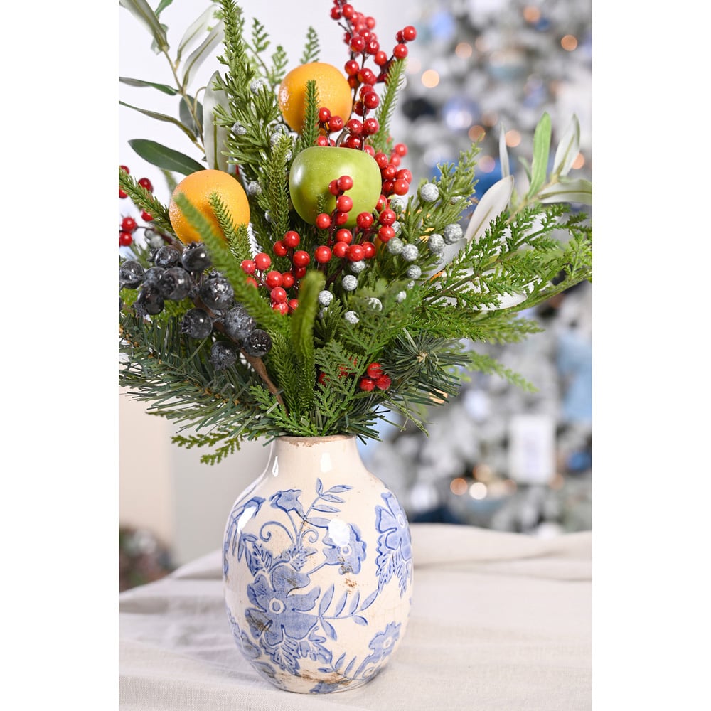 The Seasonal Gift Co Vase with Faux Oranges and Berries Christmas Foliage 44cm Image 2