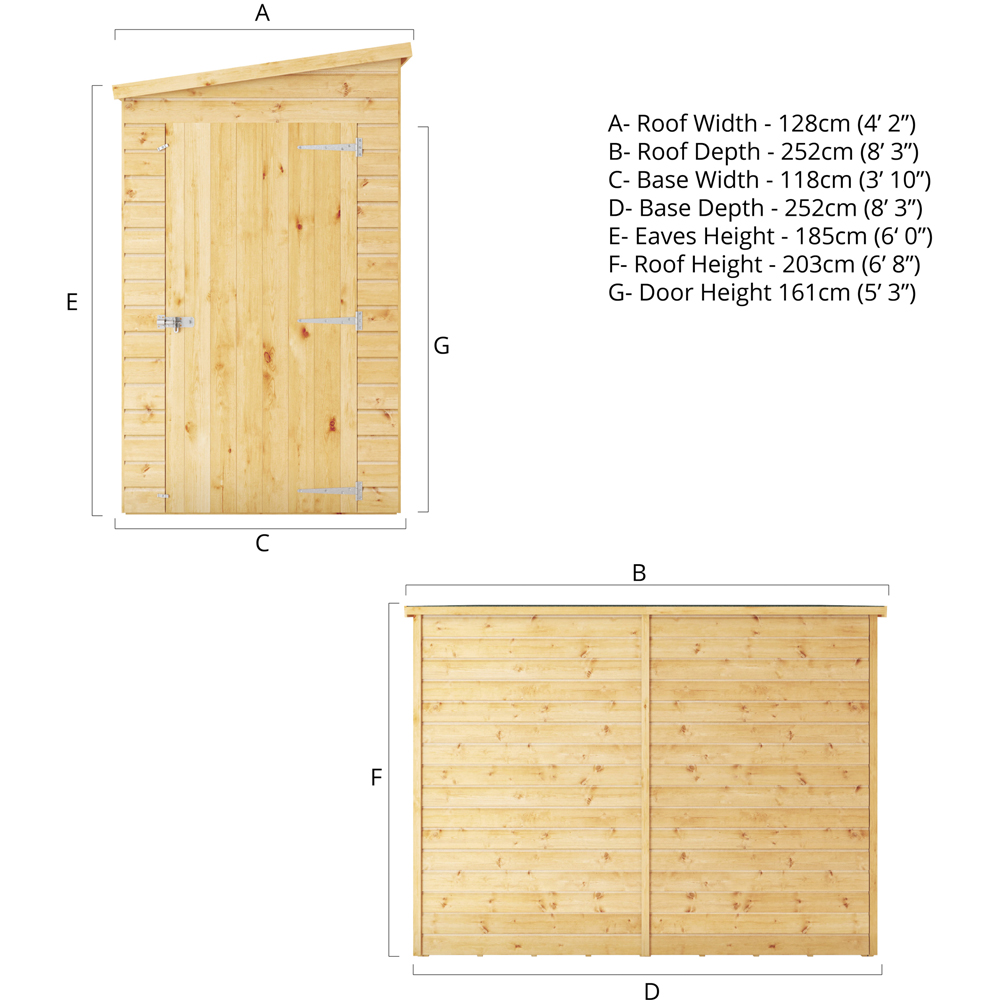 Mercia 8 x 4ft Shiplap Pent Shed Image 8