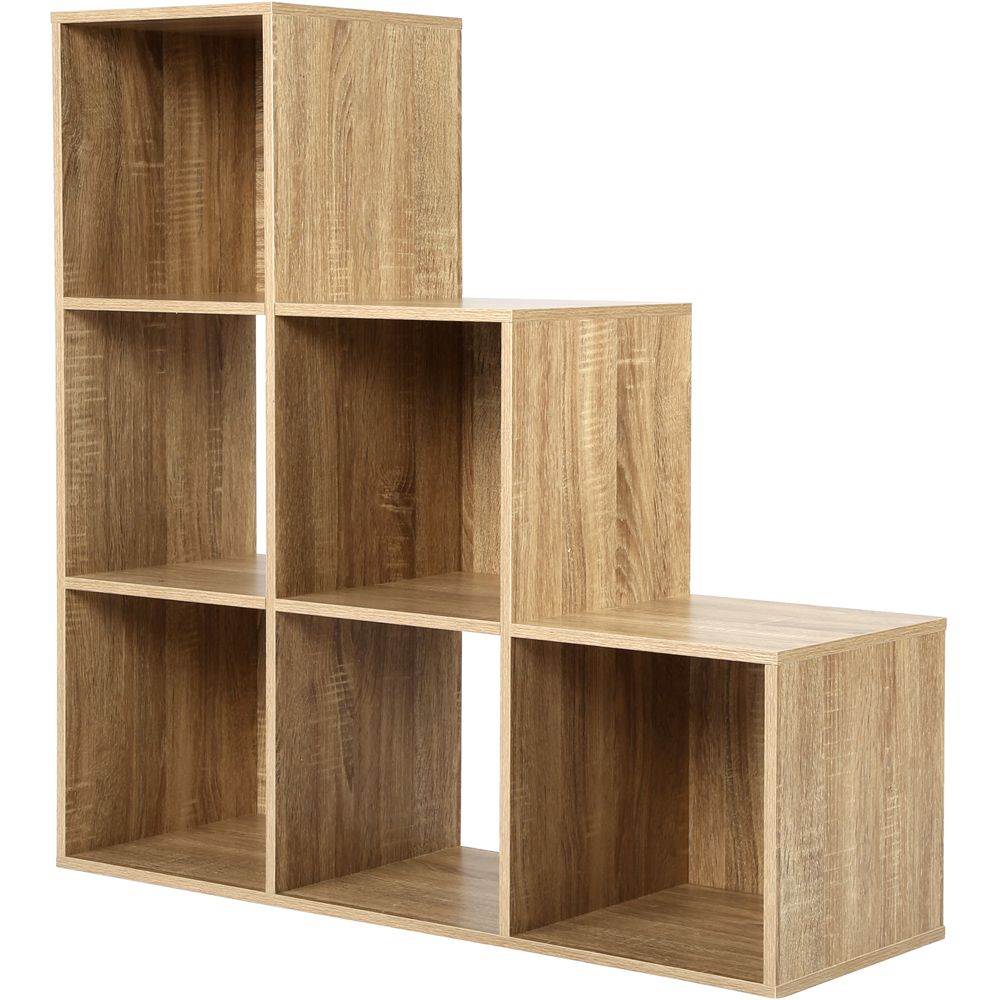 Jane 6 Shelf Oak Ladder Cube Storage Unit Image 3