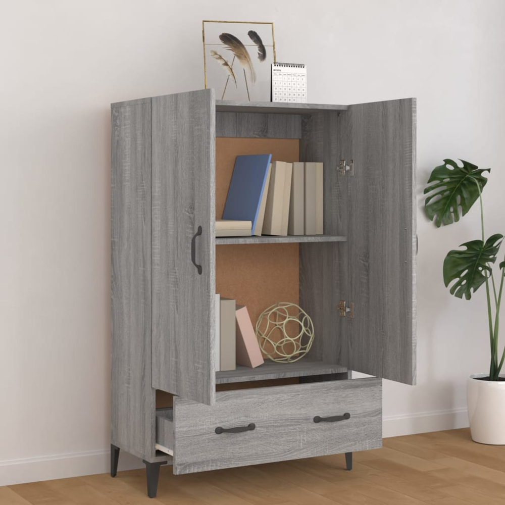 vidaXL 2 Door Single Drawer Grey Sonoma Highboard Image 3