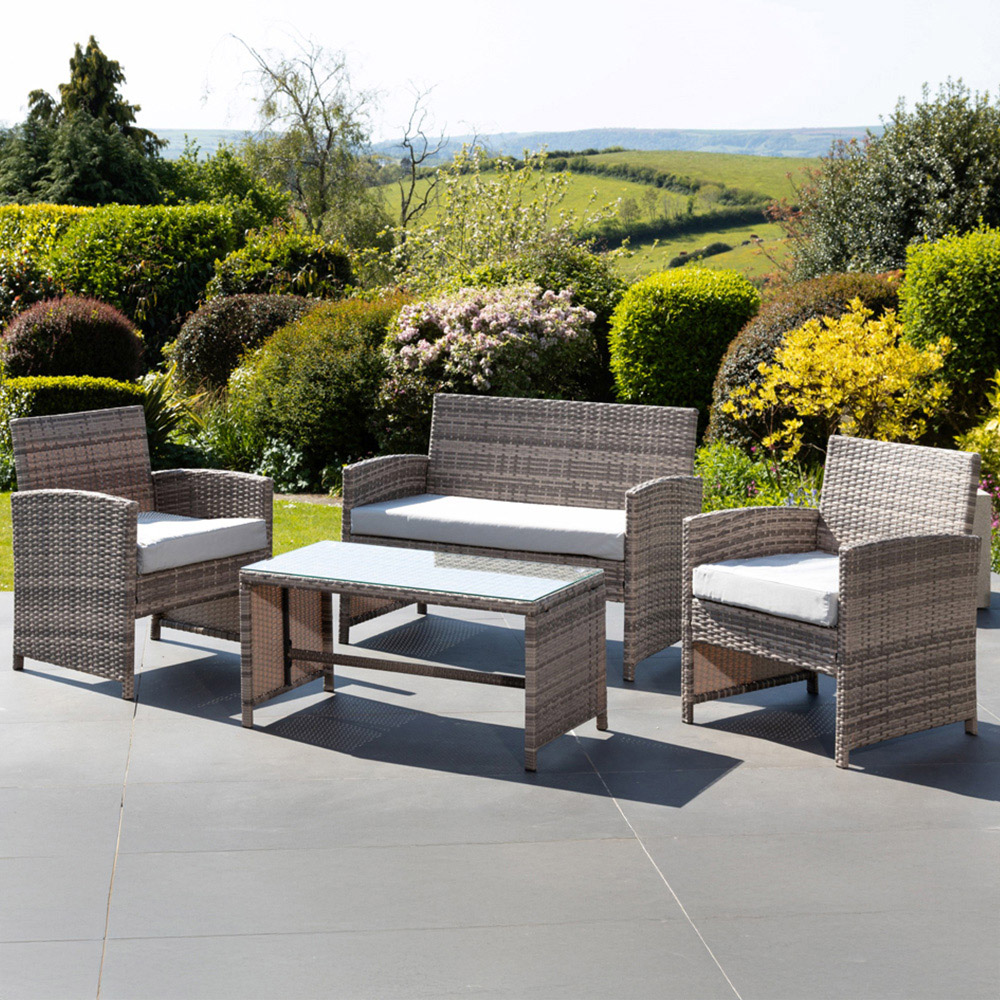 Artemis Home Arlo 4 Seater Grey Rattan Lounge Set with Cushion Image 1