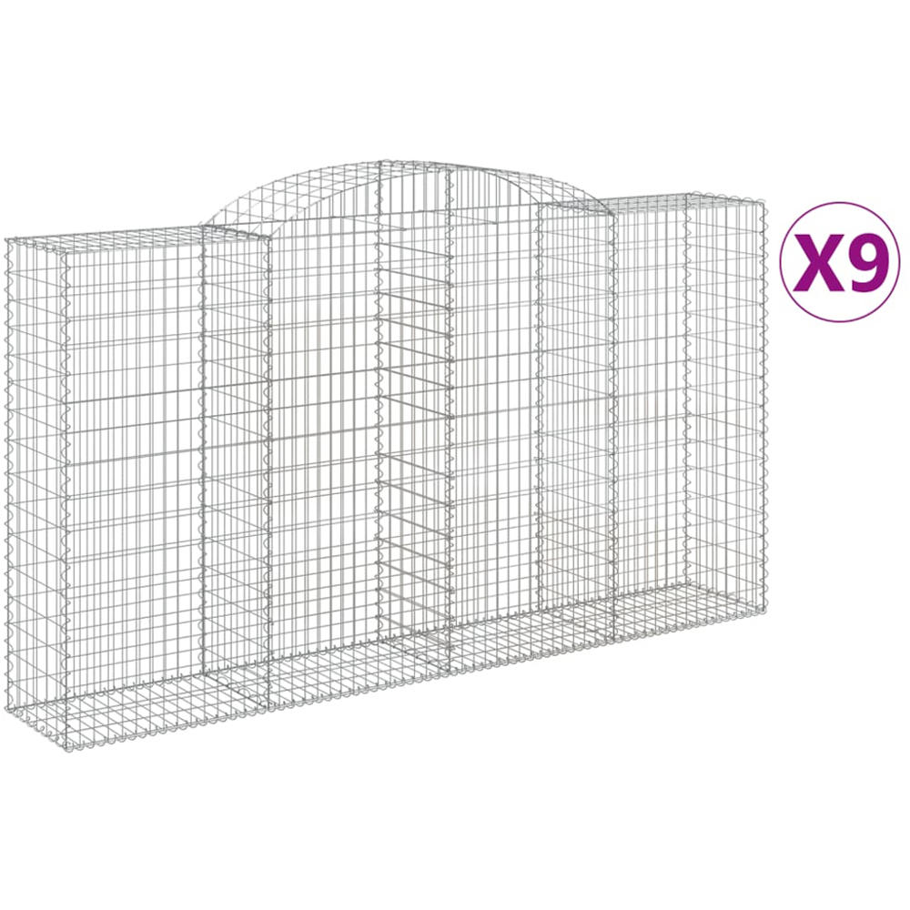 vidaXL Silver Galvanised Iron Arched Gabion Basket 300 x 50 x 160/180cm 5 Pack Image 2