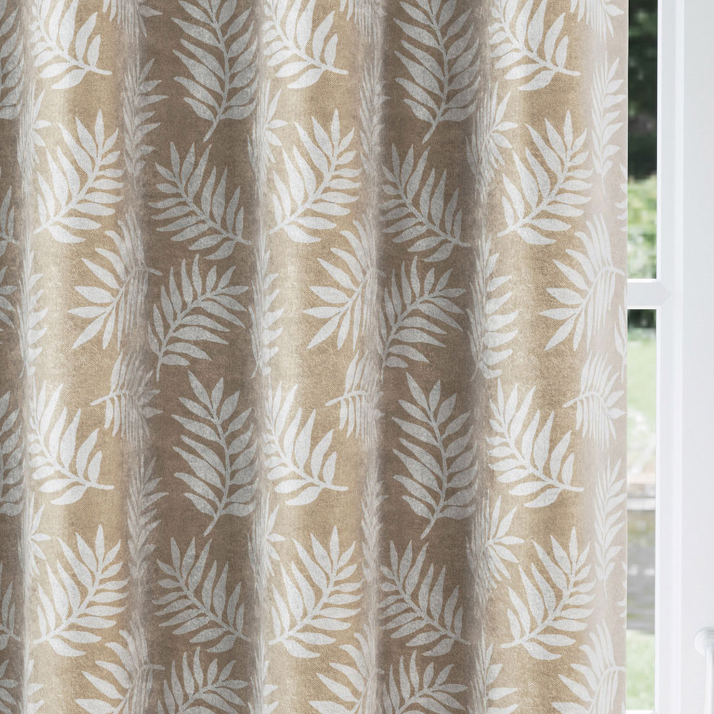 Enhanced Living Oakland Latte Leaf Print Blackout Eyelet Thermal Curtains 229 x 183cm Image 3