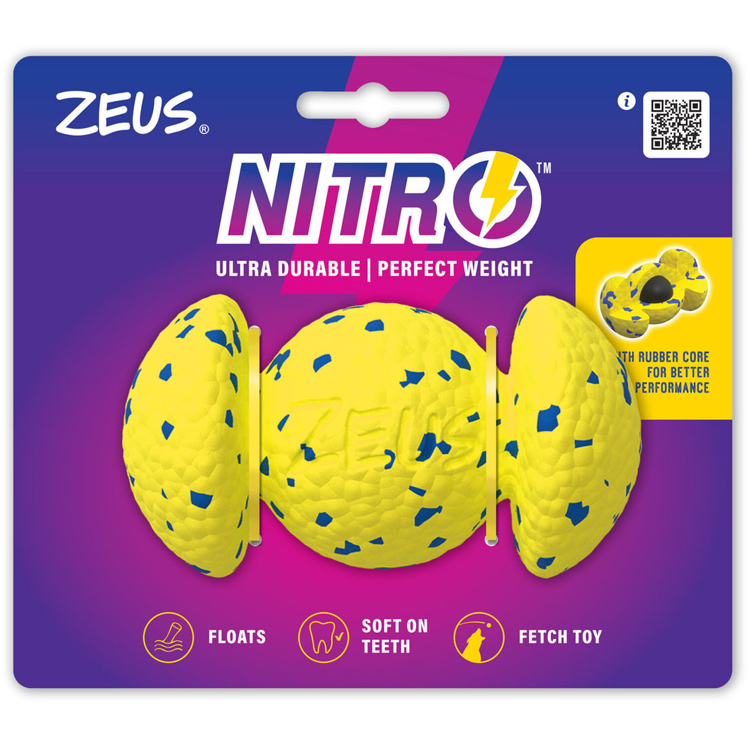 Zeus Nitro Weighted Grip Ball Dog Toy Yellow Image 1