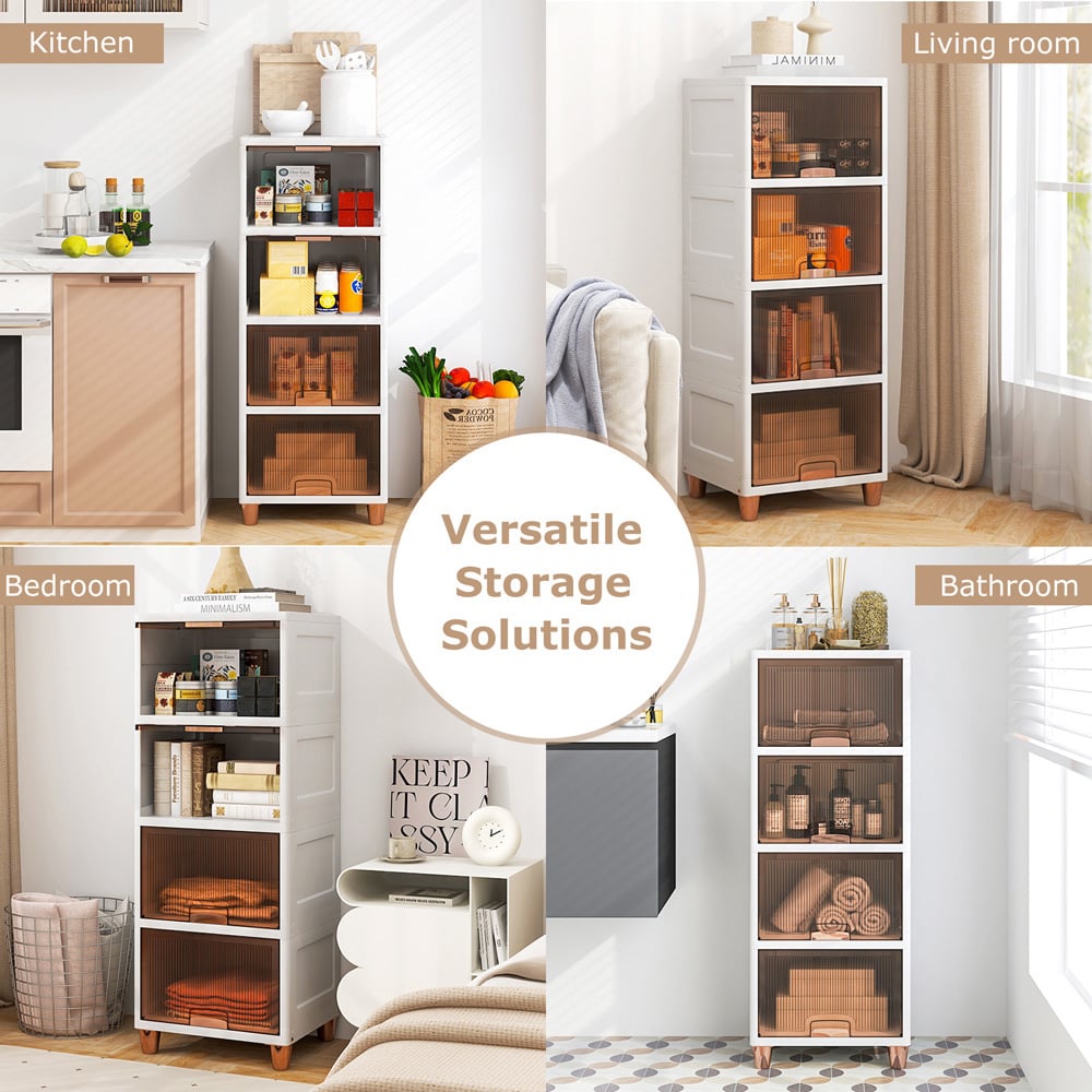 Costway 4 Drawer White Stackable Storage Bins Image 5
