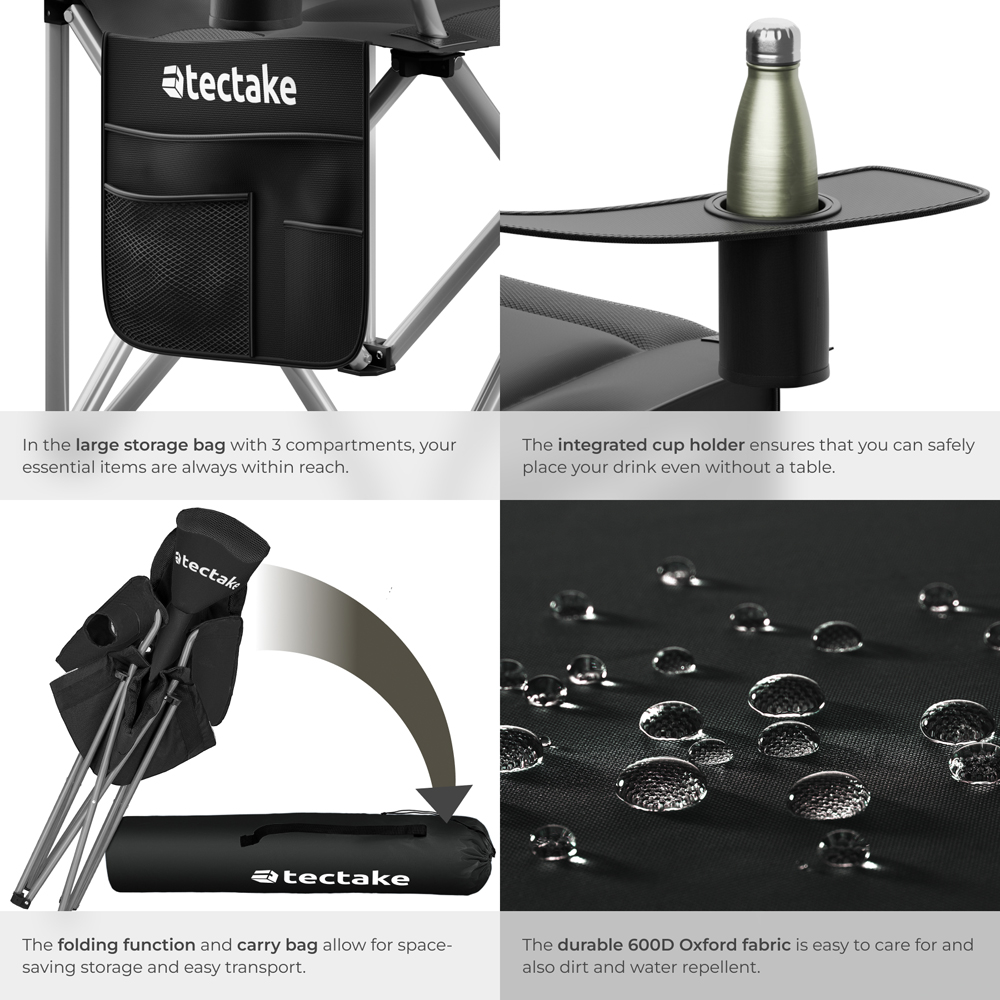 tectake MTX Black Camping Chair Image 7