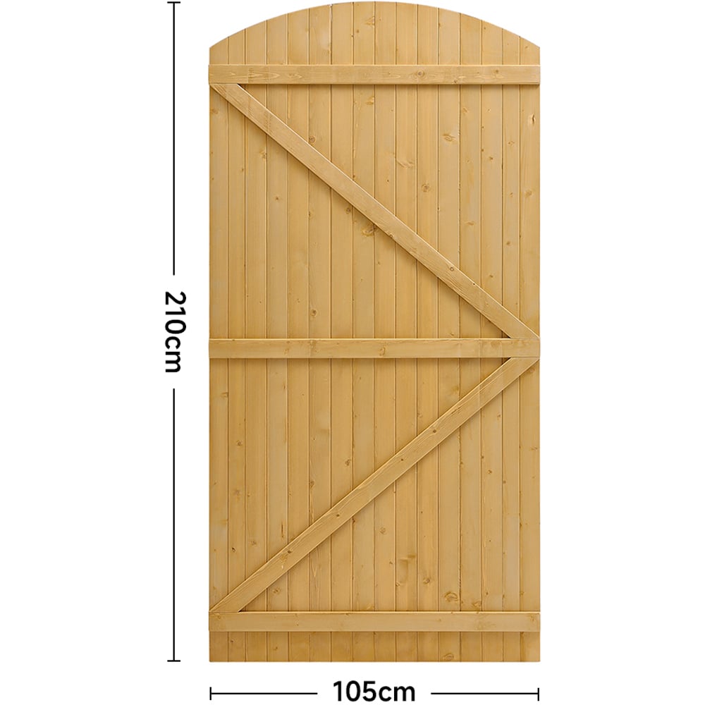 Living and Home 3.4 x 6.8ft Semi Braced Arched Top Wooden Garden Gate Image 8
