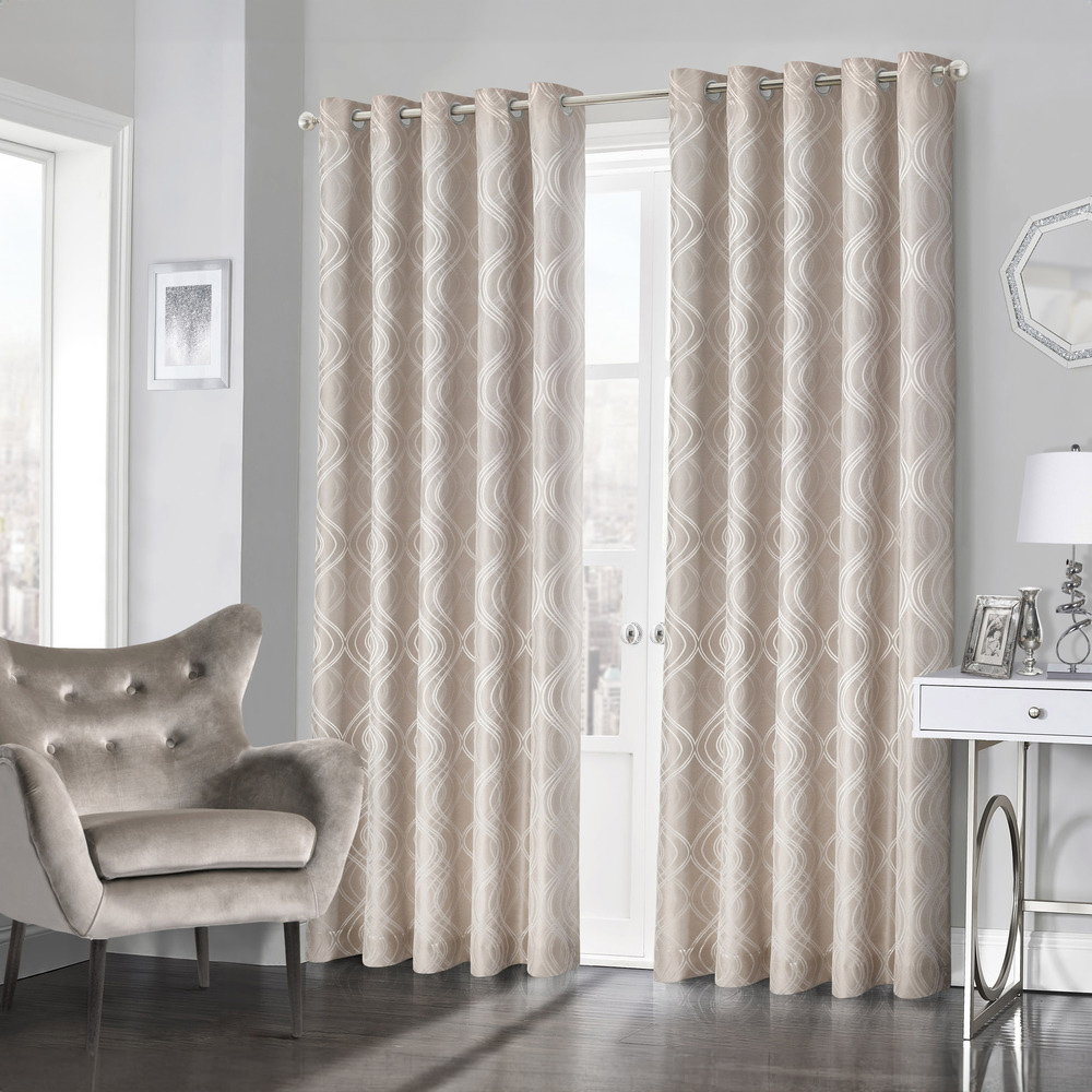 Intimates Clarissa Beige Ringtop Curtains 117 x 137cm Image 1