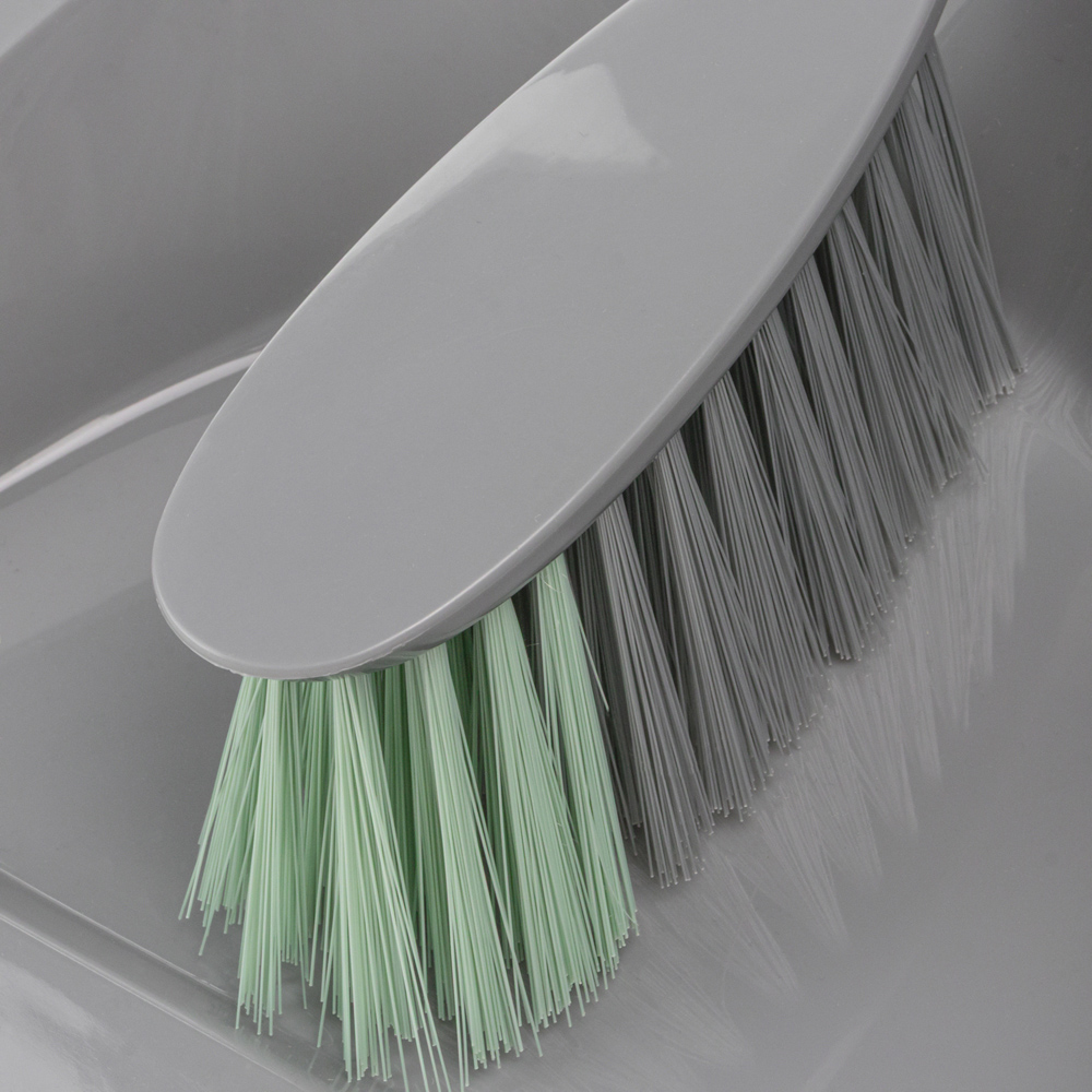 JVL Cleaning Grey Rubber Grip Dust Pan and Brush Set Image 3