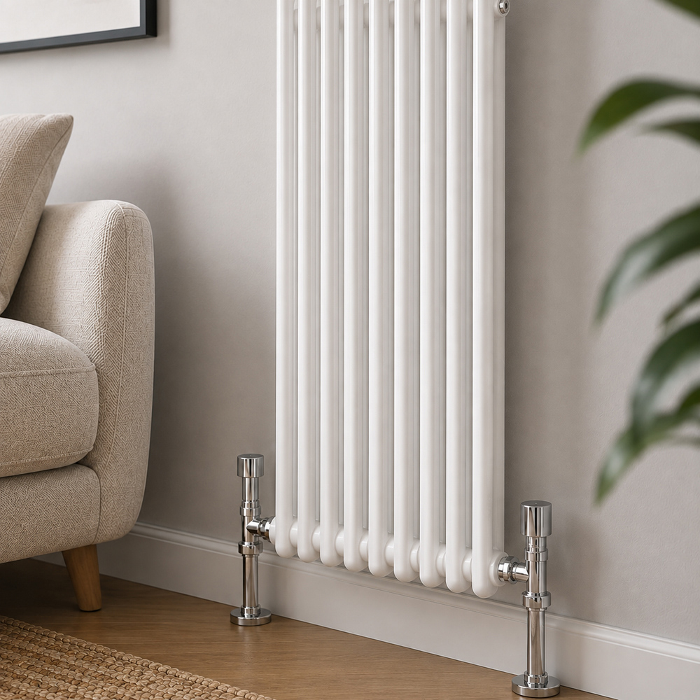 Go Bathrooms Uxbridge White Vertical Traditional Colosseum Radiator 1800 x 380mm Image 4