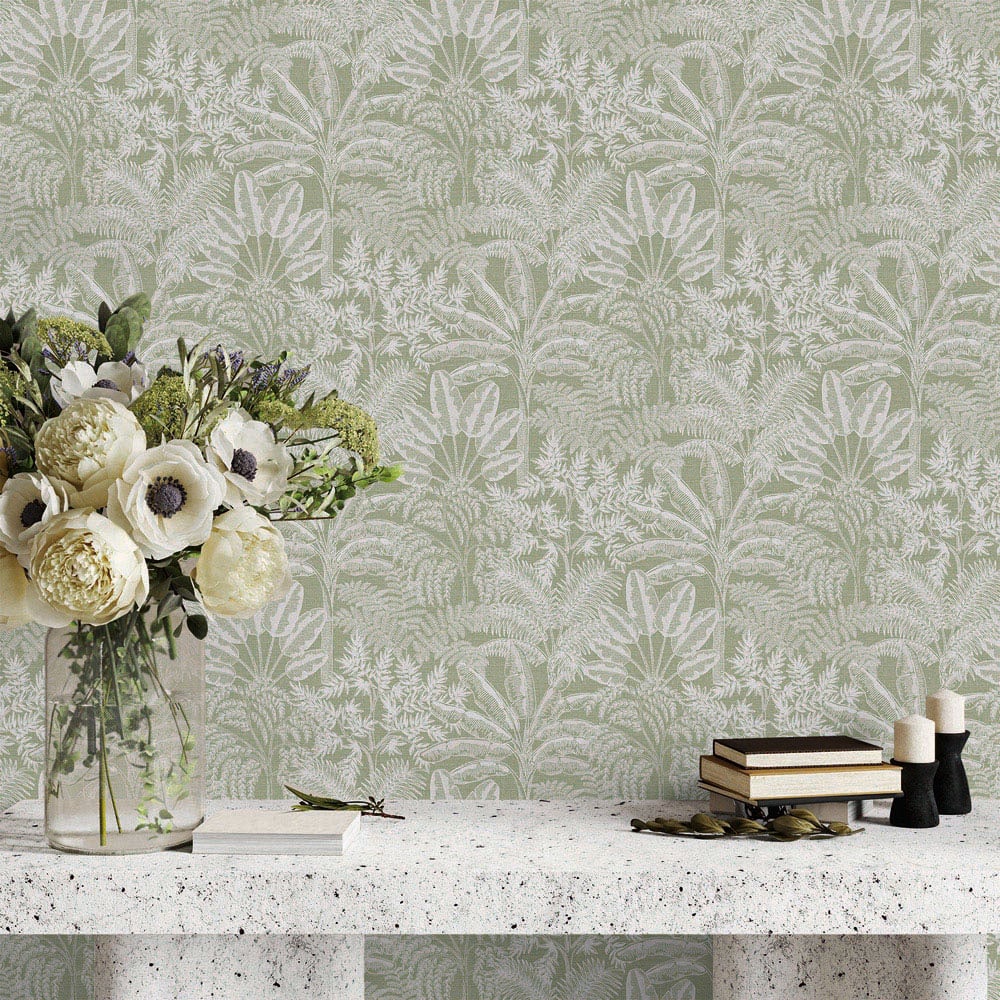 Superfresco Easy Intrigue Sage Green Wallpaper Image 3