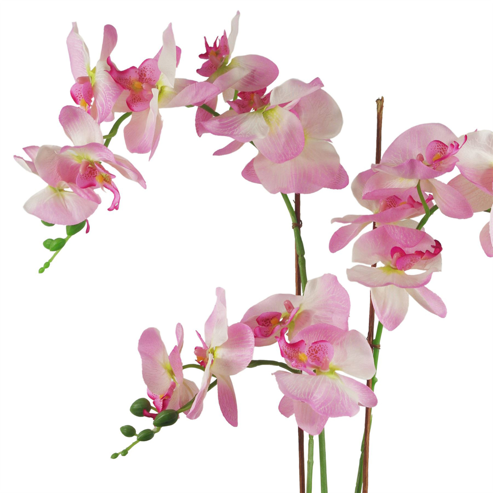 Leaf Light Pink Artificial Orchid in Glazed Planter 2.13ft Image 5