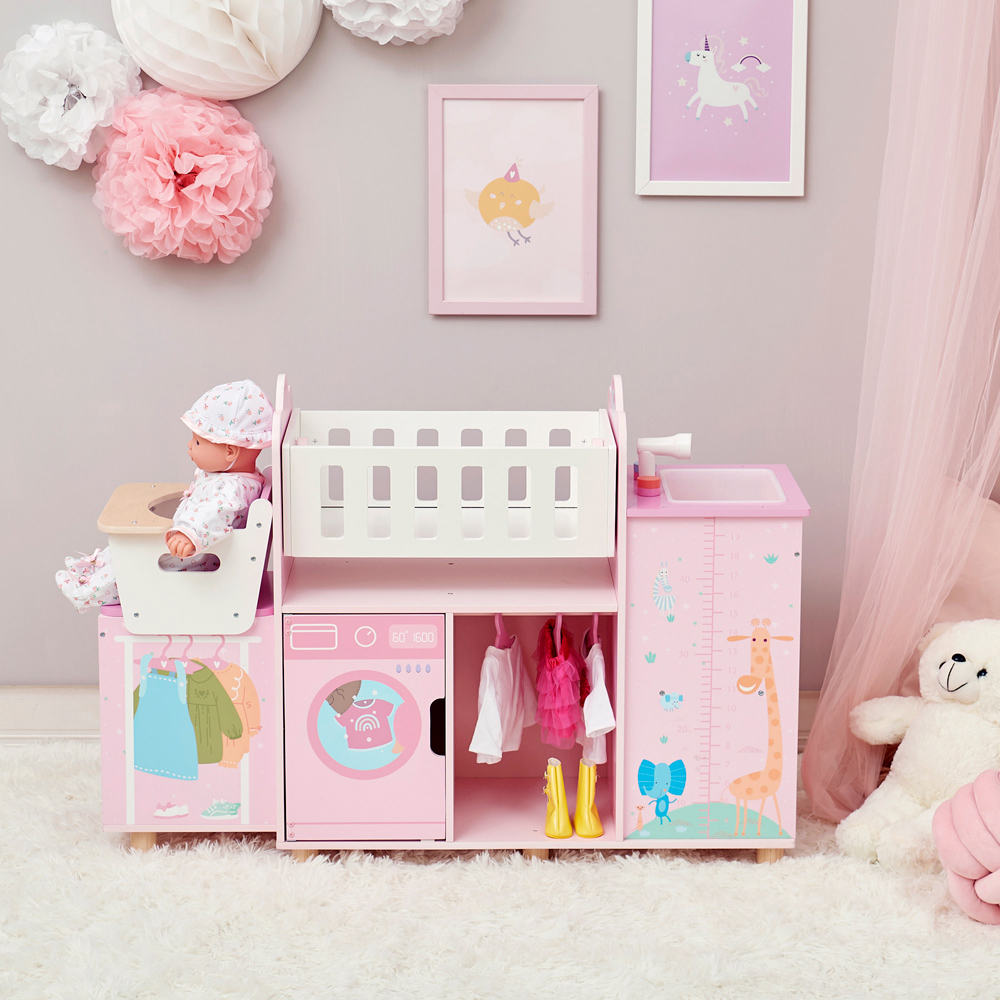 Teamson Kids Olivia's Little World Baby Pink Amanda 6-in-1 Doll Nursery Station Image 2