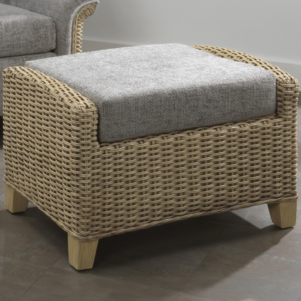 Desser Arlington Grey Natural Rattan Footstool with Storage Compartment Image 1