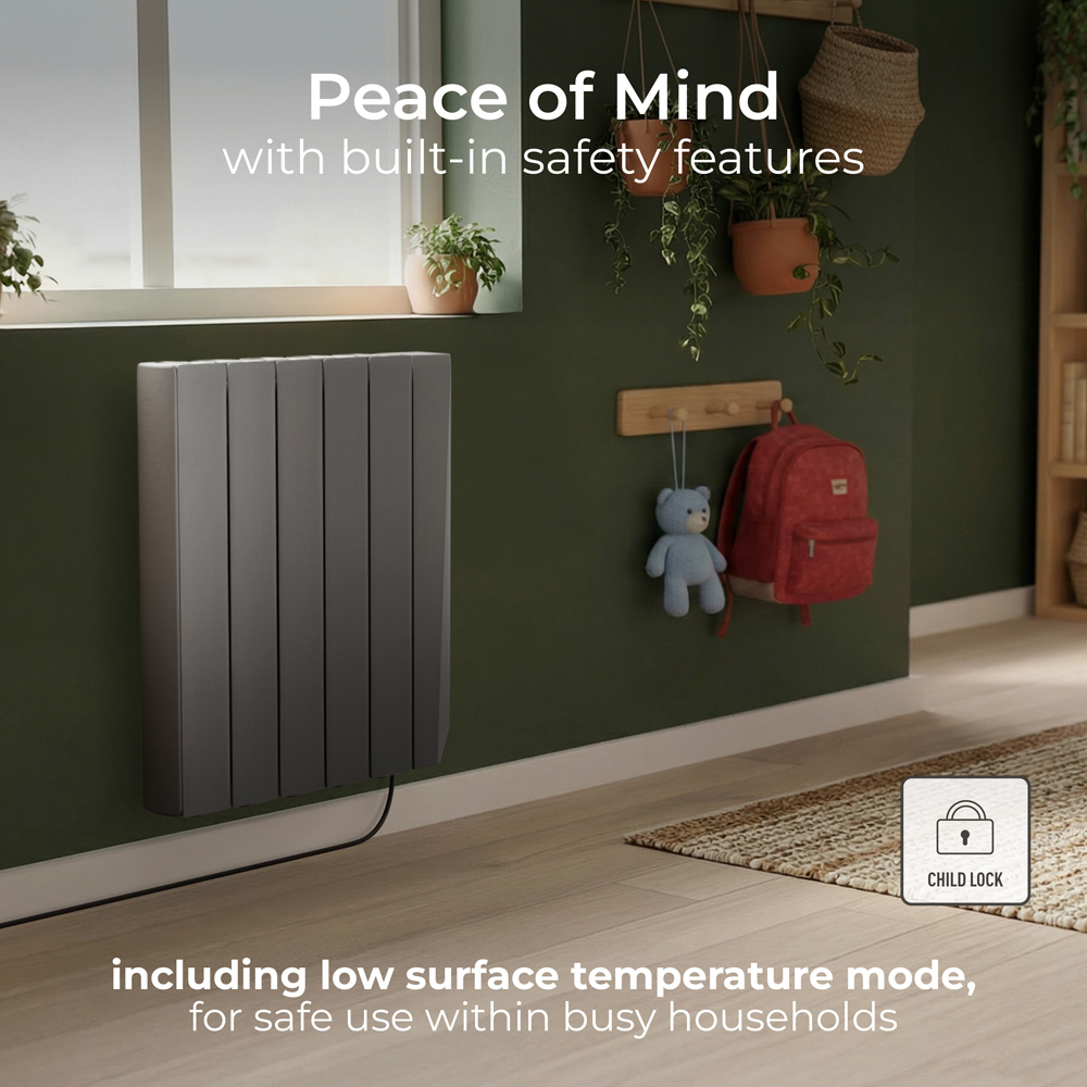 Masterplug SmartEnergy Comfort 5 Fin Grey Oil Filled Radiator 1000W Image 7