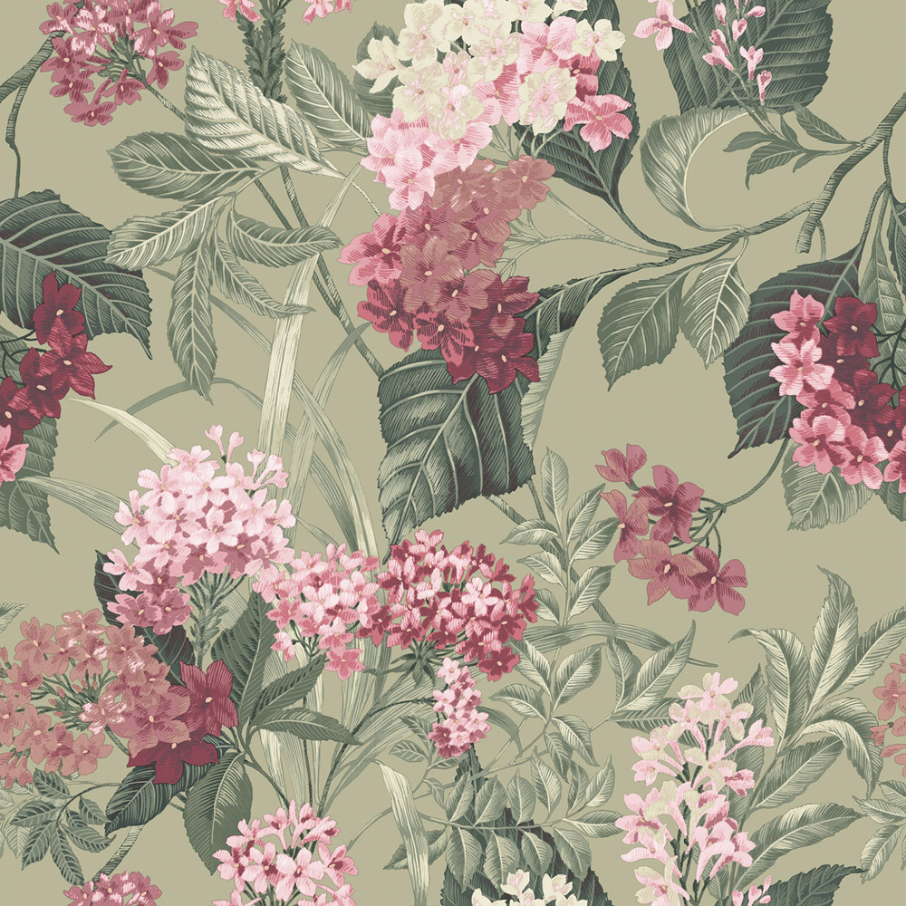 Belgravia Decor Misaki Sage and Pink Wallpaper Image 1