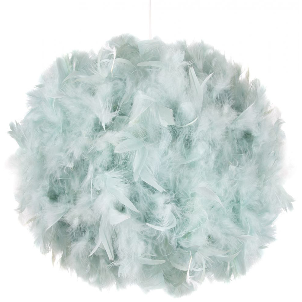 Happy Homewares Large Duck Egg Real Feather Decorated Pendant Shade Image 1