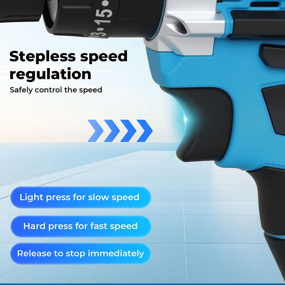 Traderight HW0263 21V Cordless Electric Combi Drill Driver with 2 Batteries and Accessories Image 5