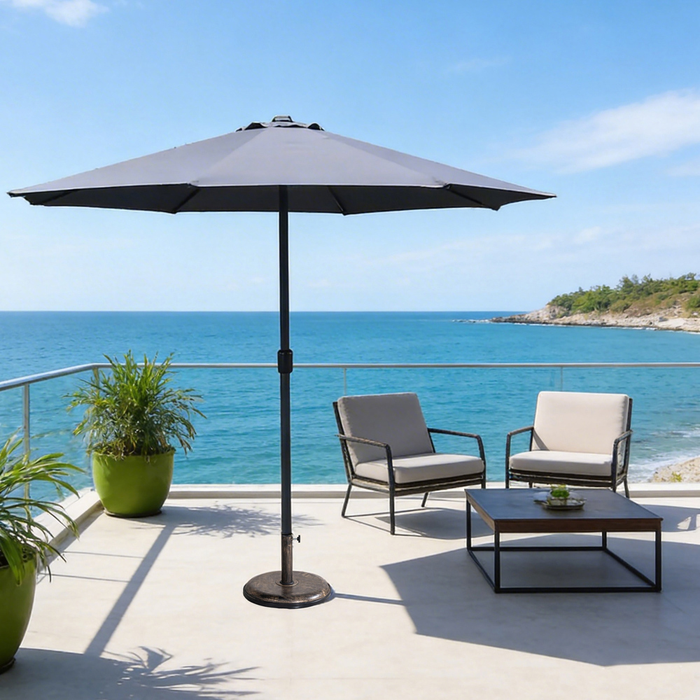 Direct Wicker Grey Classic Crank Straight Parasol 2.94m Image 3