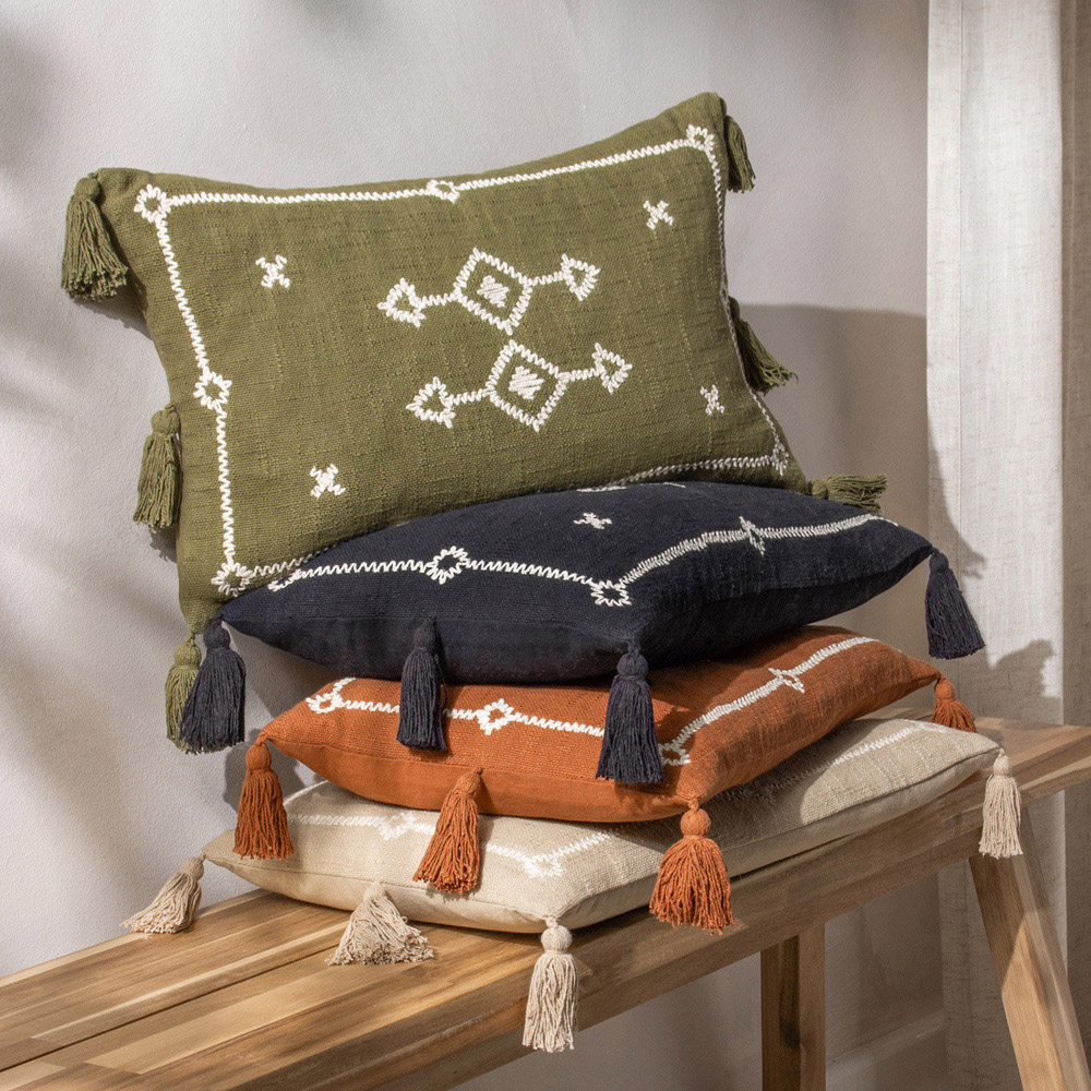 Yard Folis Stone Embroidered Cushion Image 6
