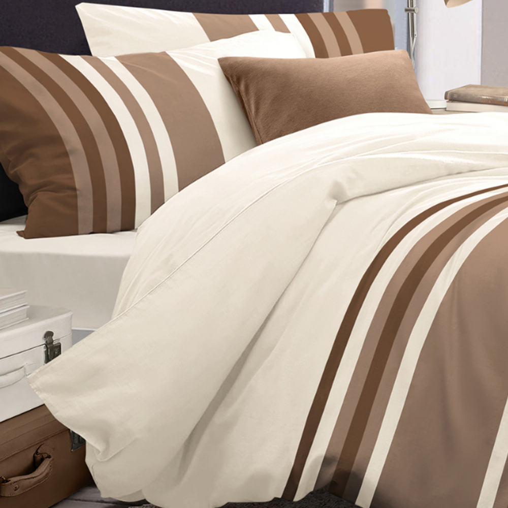 Velosso Single Chocolate Tonal Stripe Duvet Set Image 2