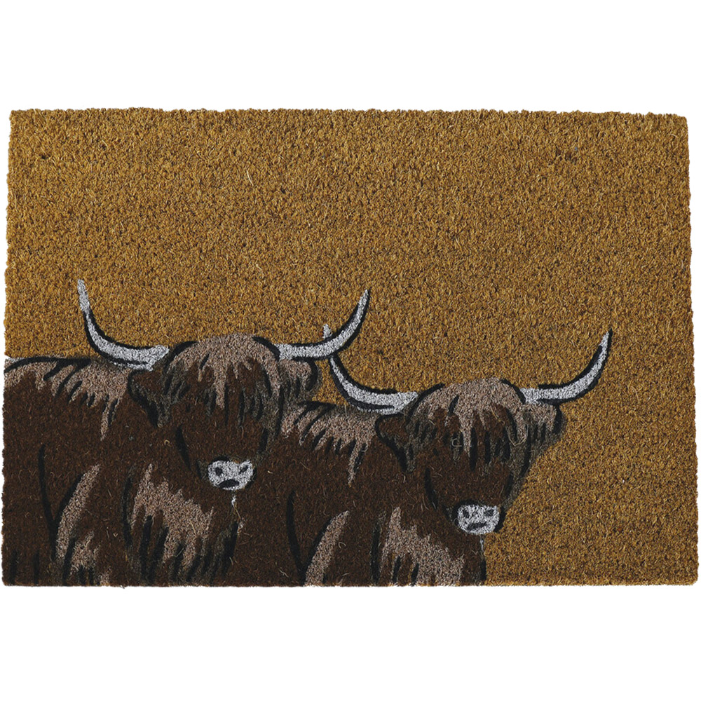 Single Brown Printed Coir and PVC Doormat 60 x 40cm in Assorted styles Image 1
