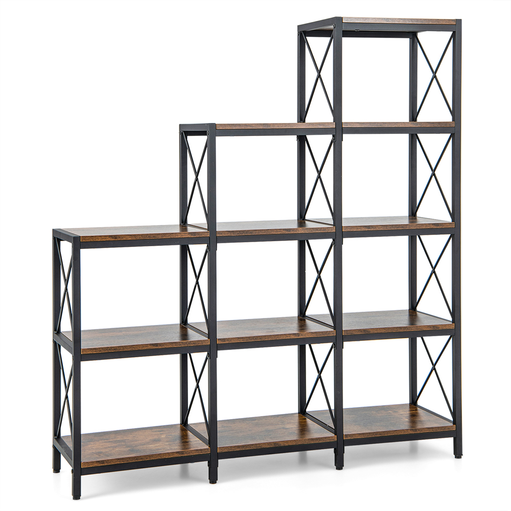 Costway 9 Cube Carbon Steel Brown Bookshelf Image 2
