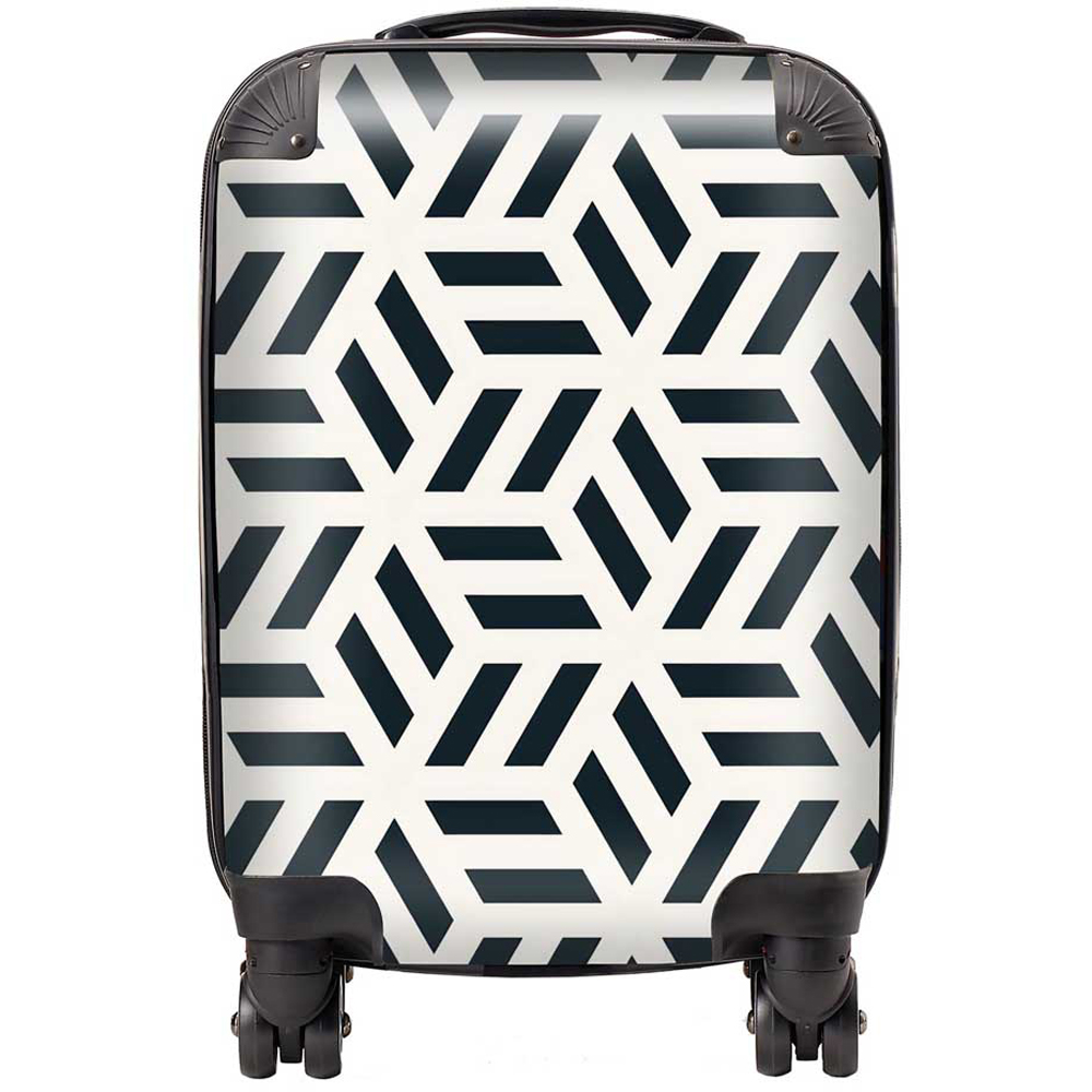 Warren Reed Designer Small Geometric Monochrome Hexagonal Pattern Suitcase Image 1