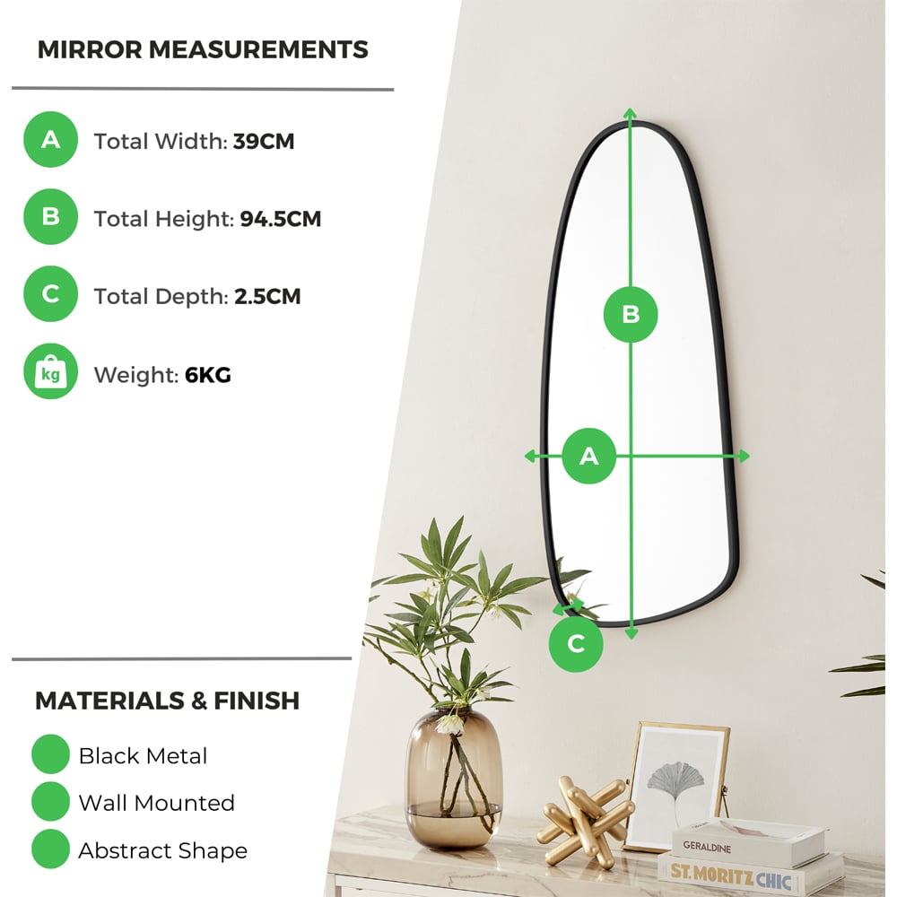 Furniturebox Elise Abstract Pebble Gold Wall Mirror 94.5 x 39cm Image 8