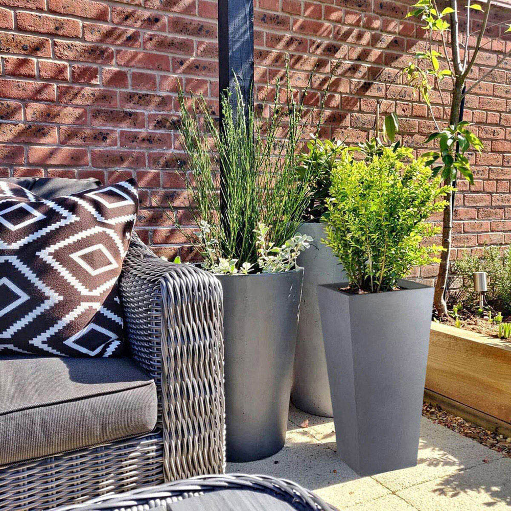 wilko Faux Lead Dark Grey Light Concrete Outdoor Tapered Planter 65cm Image 9