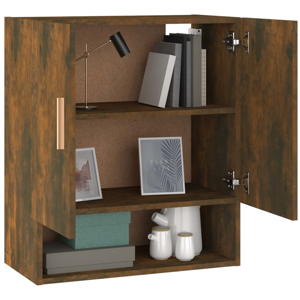 vidaXL 2 Door Single Shelf Smoked Oak Wall Cabinet Image 4