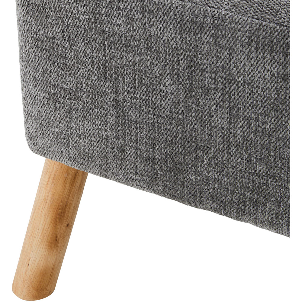 Living and Home Grey Chenille Button Tufted Square Footstool Image 6