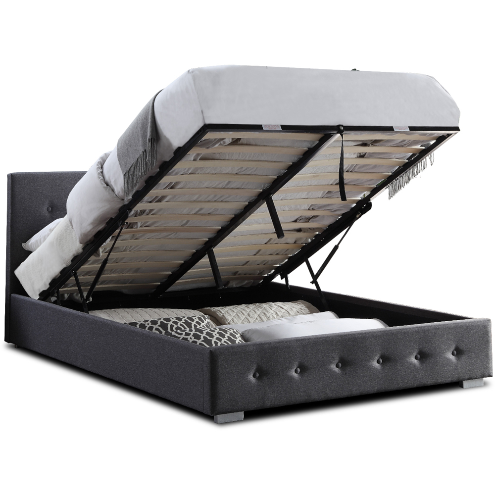 Home Treats King Size Dark Grey Ottoman Bed with Mattress Image 4