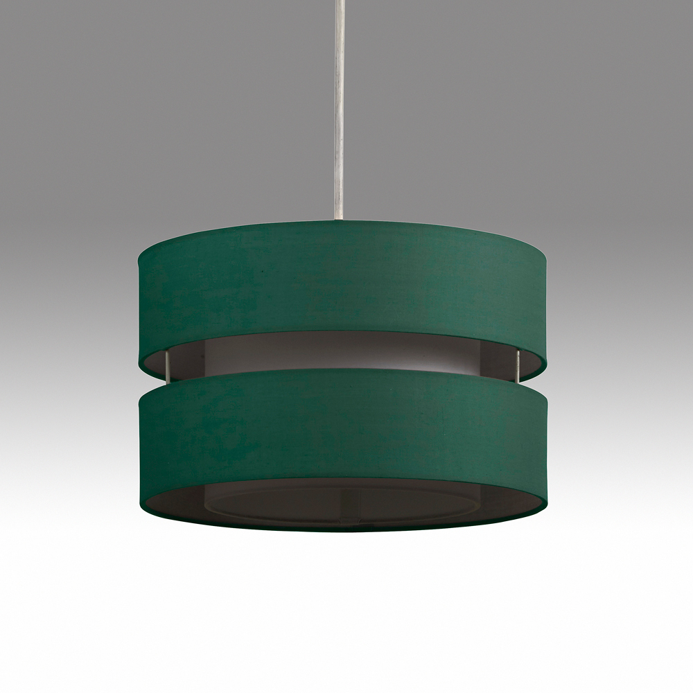 Kliving 2 Tier Forest Green Fabric Shade Pendant Light Image 2