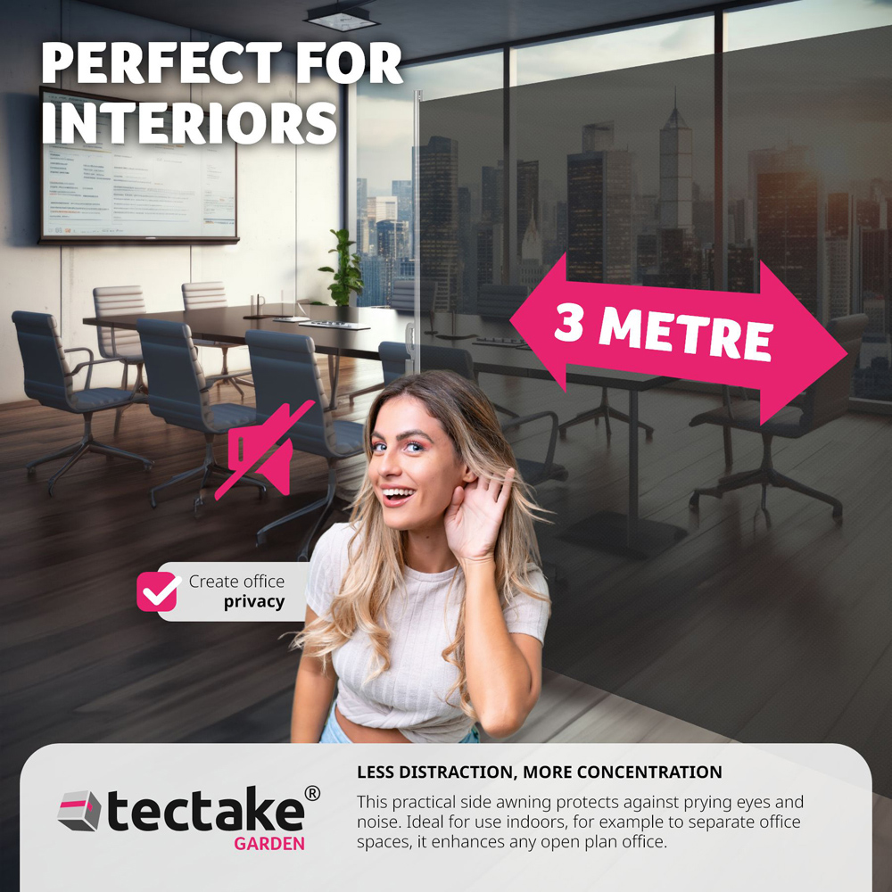 tectake Black Retractable Side Awning 1.6 x 3m Image 5