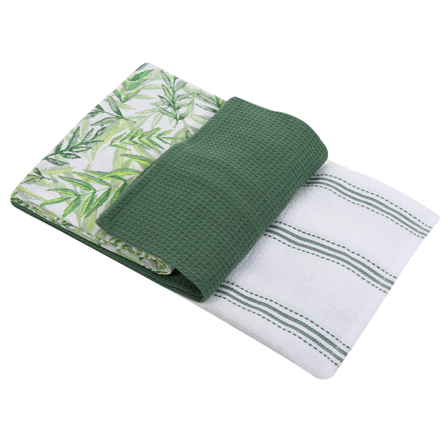 Green Botanical Tea Towels 3 Pack Image 2