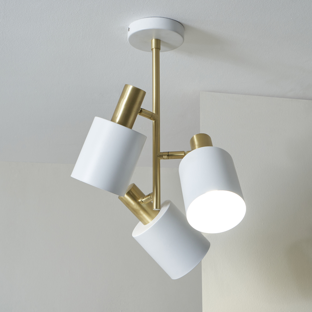 Pacific Lifestyle Biba 3 Light White and Brass Electrified Pendant Light Image 2