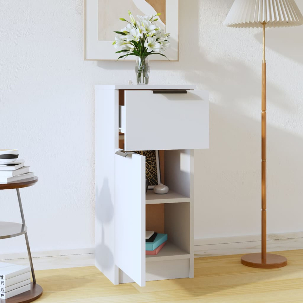 vidaXL Single Door Single Drawer White Sideboard Image 3